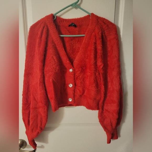 FOR LOVE AND LEMONS Fiona red Cropped Cardigan - Size Small - Picture 2 of 3